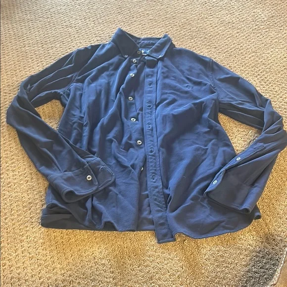 Ralph Lauren Knit Oxford button down XL Navy - Picture 1 of 8